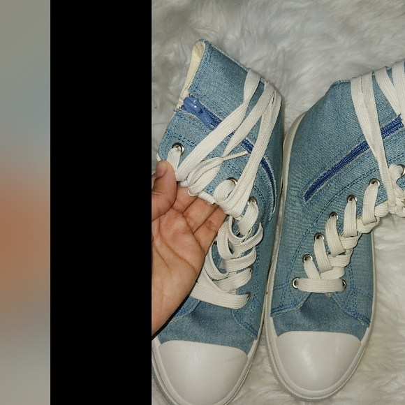 Liliana Women Denim swosh lace up high top sneakers - Picture 10 of 16